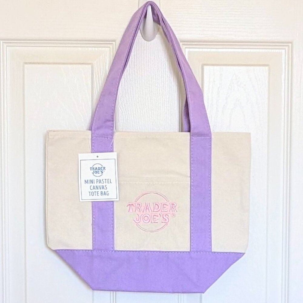 NWT LIMITED RELEASE Trader Joe's Pastel Purple Mini Canvas Tote Bag‎ 🛍️
